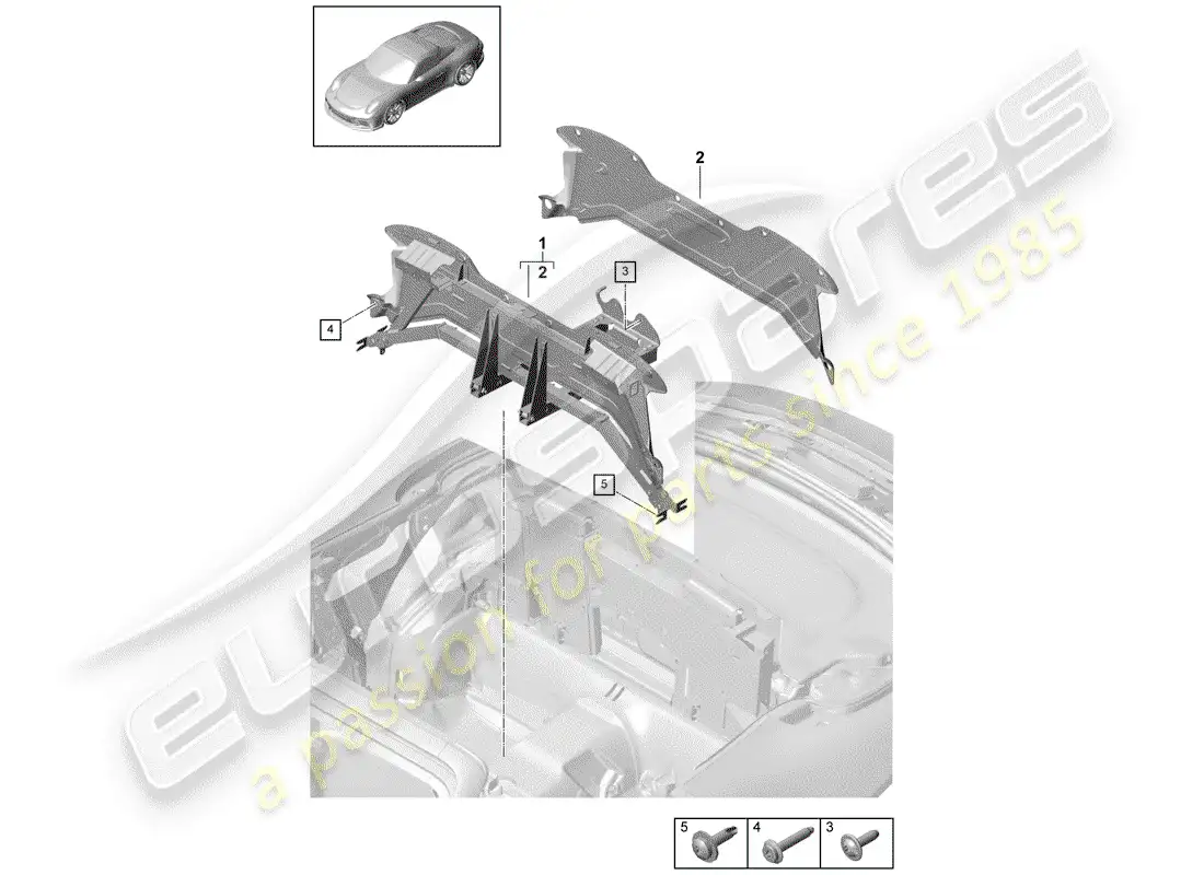 porsche 2014 (991-1 r/gt3/rs) cross member parts diagram