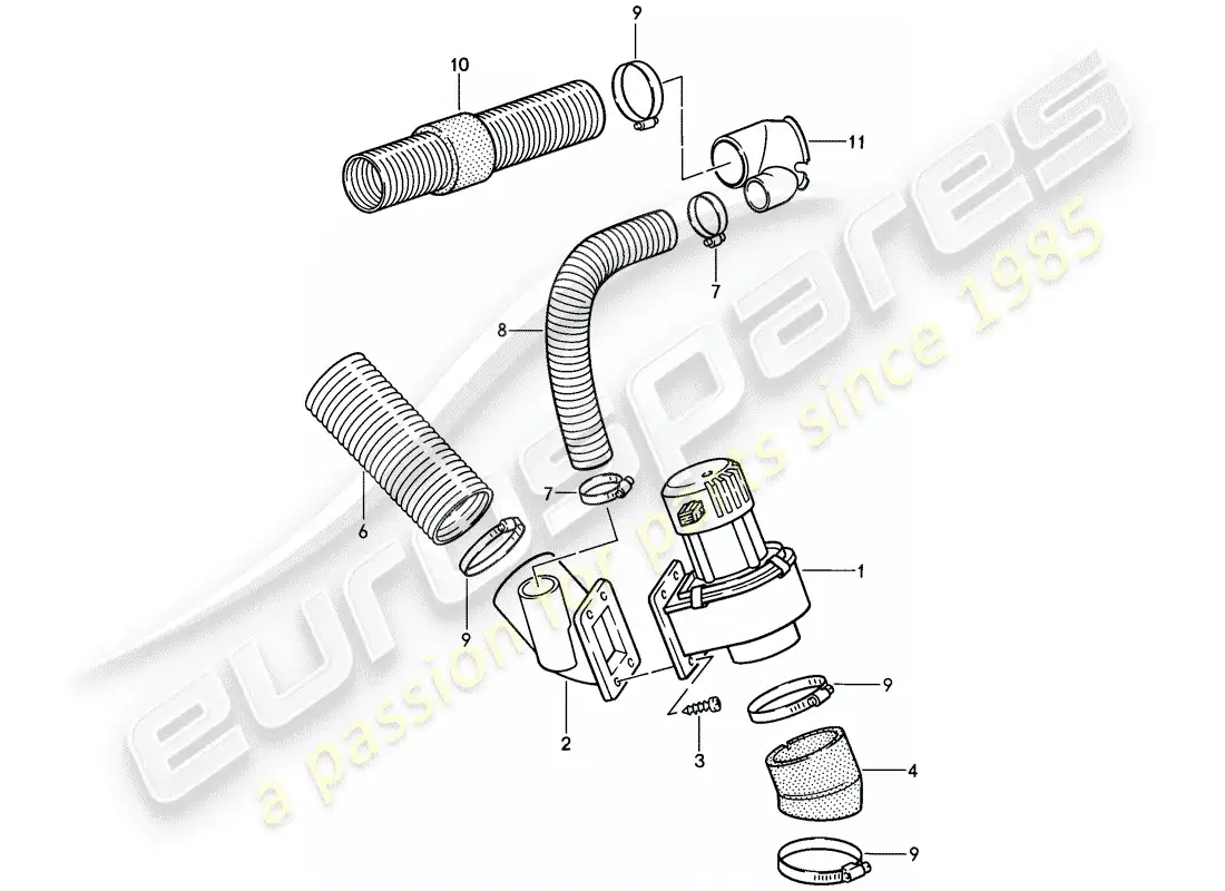 porsche 1988 (911) additional blower - air duct parts diagram