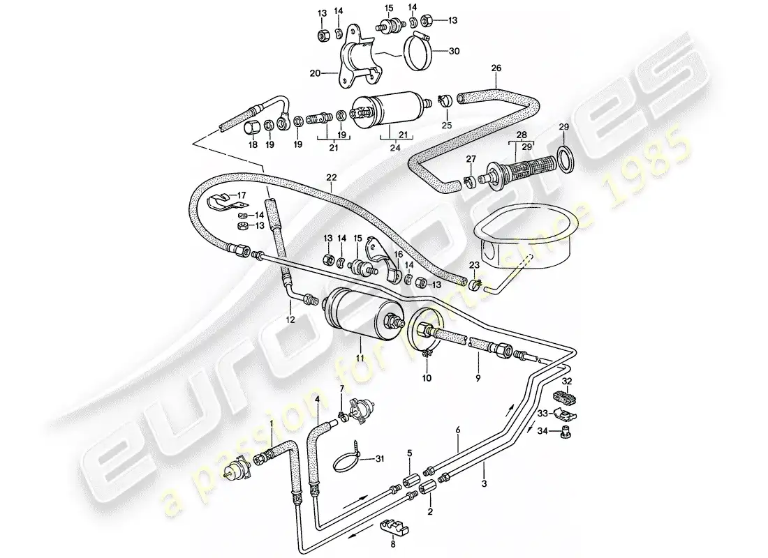 porsche 1987 (924s) fuel system parts diagram