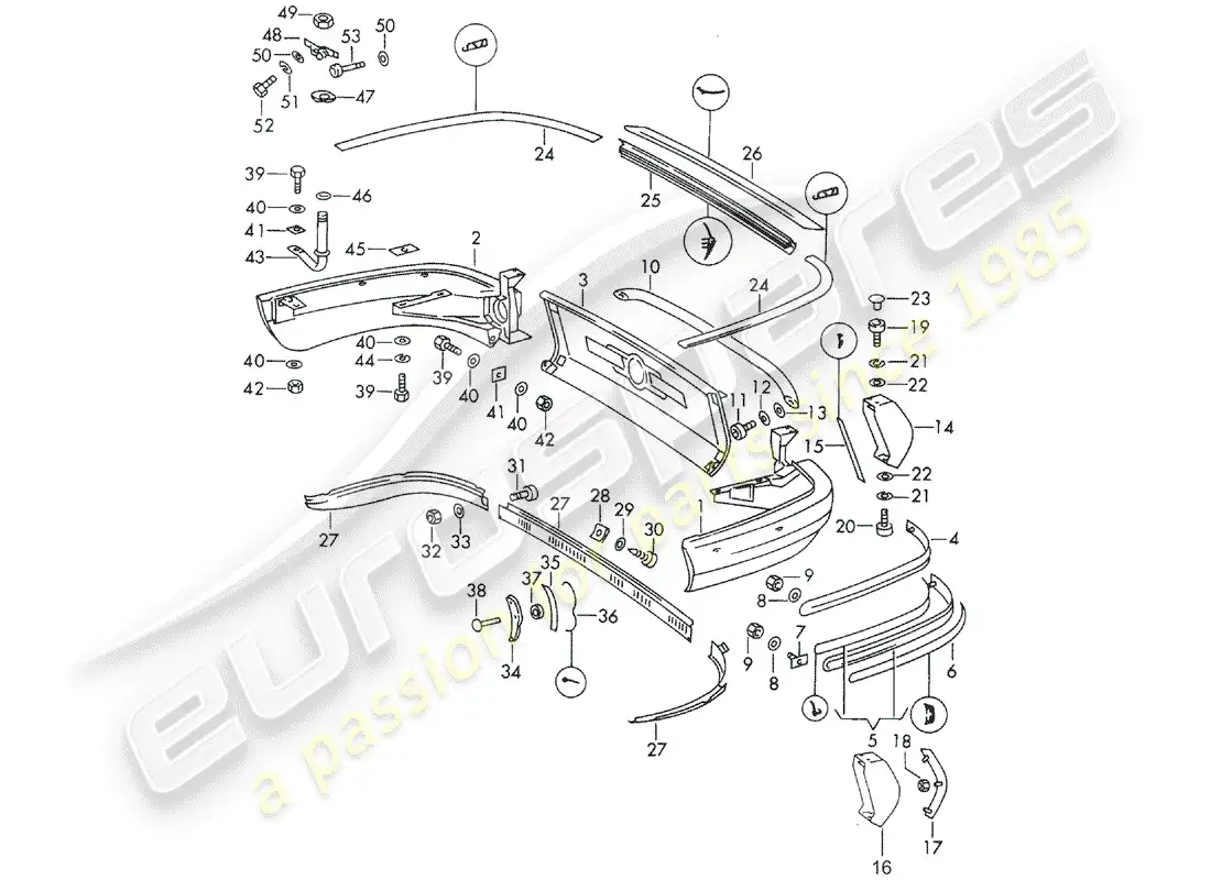 porsche 1969 (911/912) bumper - d >> - mj 1968 parts diagram