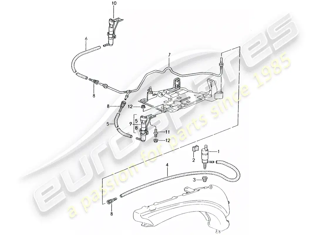 porsche 2003 (986 boxster) headlight washer system part diagram