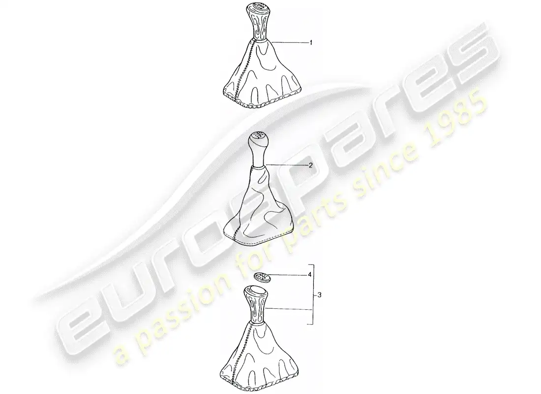 porsche 2003 (tequipment) gearshift knob parts diagram
