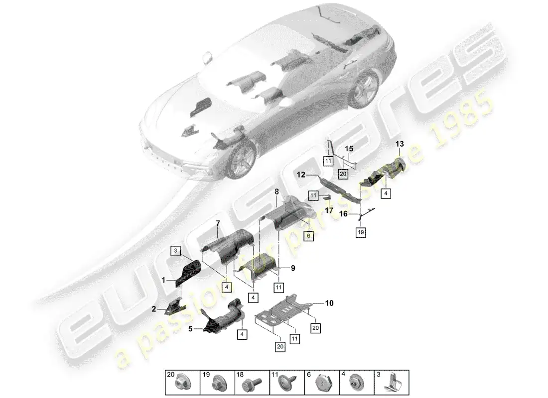porsche 2019 (panamera 971-1) trims parts diagram