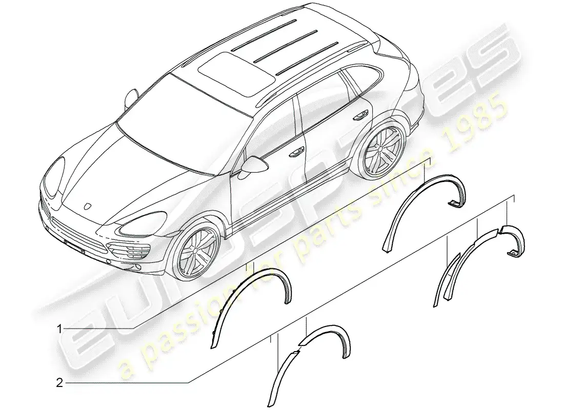 porsche 2006 (tequipment cayenne) fender flare parts diagram