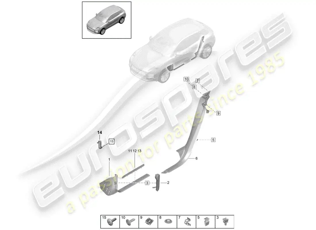 porsche 2020 (macan) scuff plate - sill panel part diagram