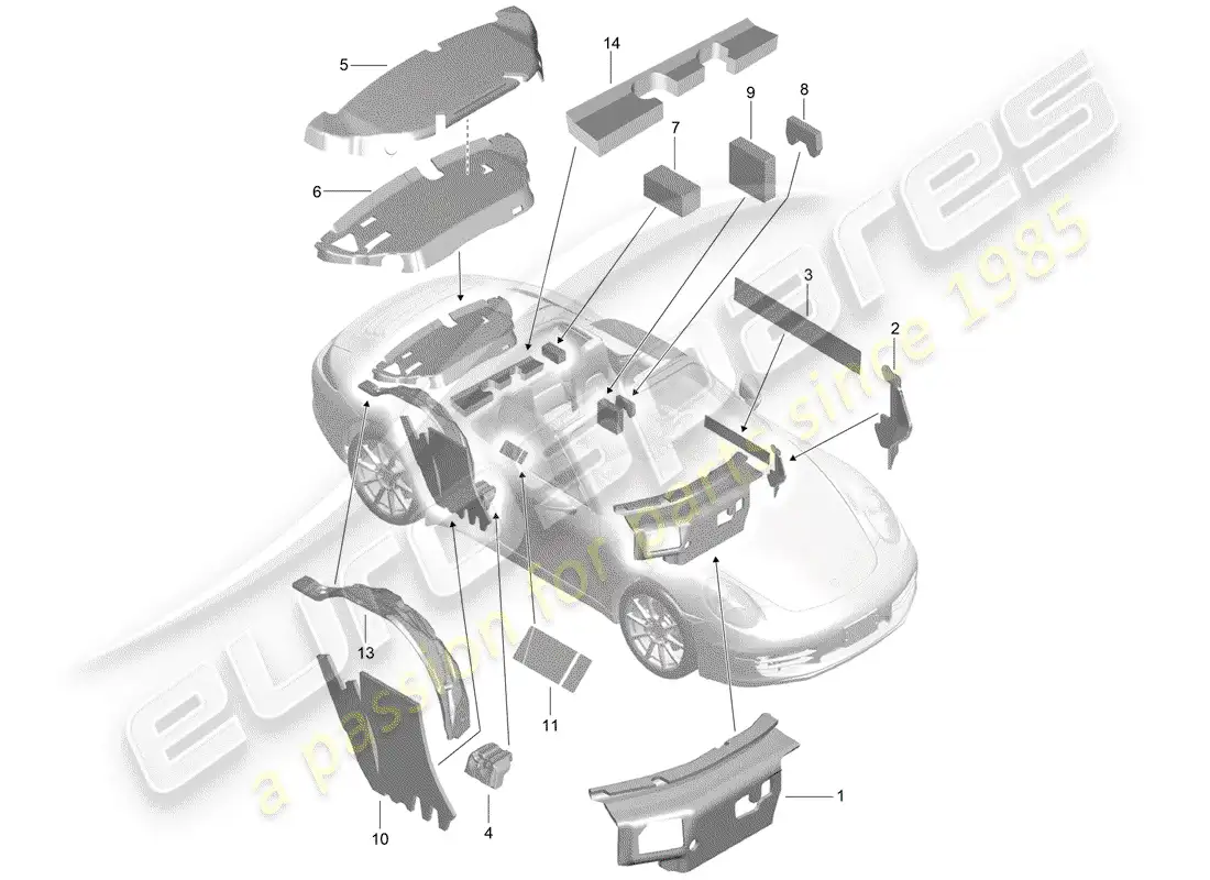 porsche 2016 (991-1) body shell parts diagram