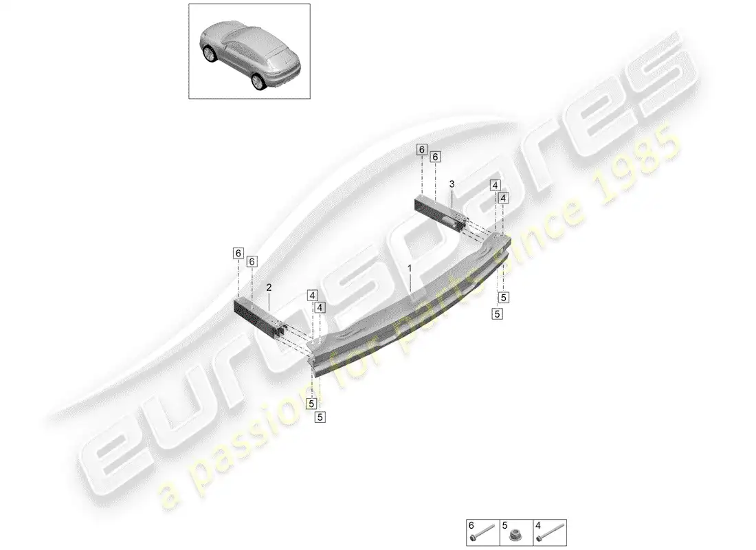 porsche 2019 (macan) bumper bracket parts diagram