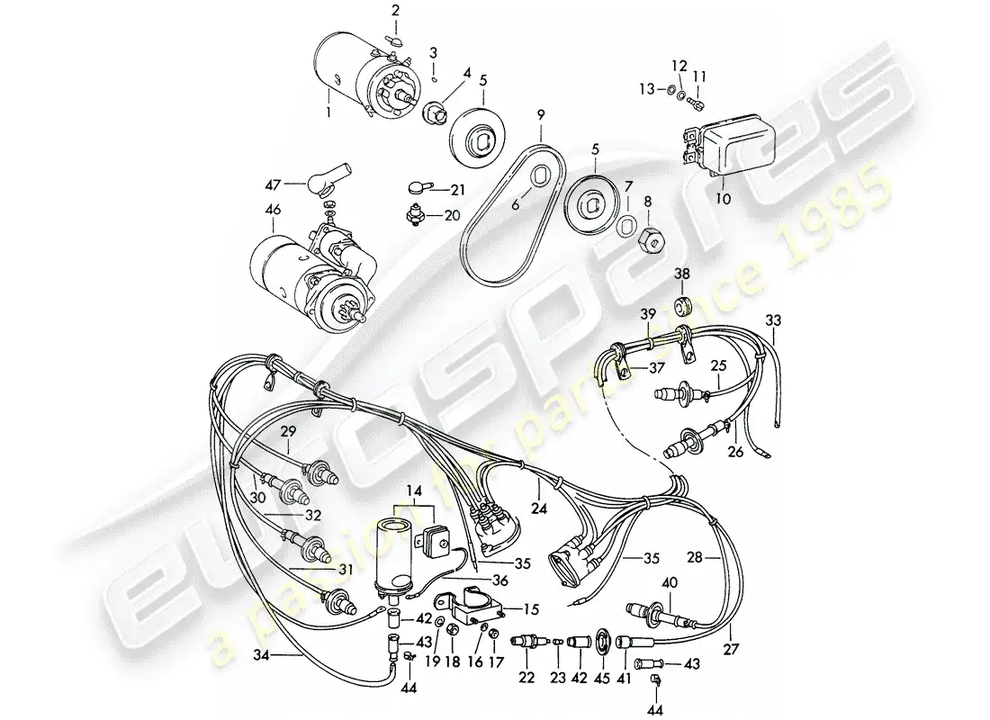 porsche 1961 (356b/356c) electrical equipment - engine parts diagram