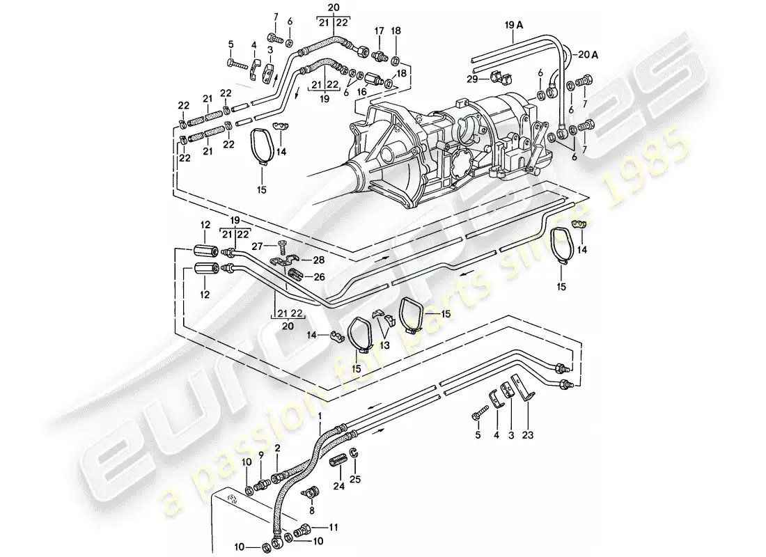 porsche 1987 (924s) oil cooling - automatic transmission parts diagram