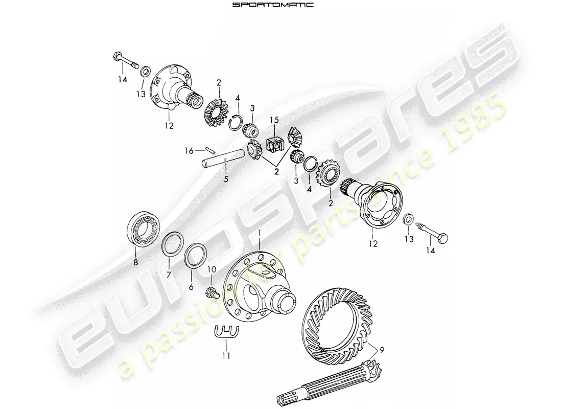 porsche 1972 (911) differential - for - sportomatic - typ 905 parts diagram