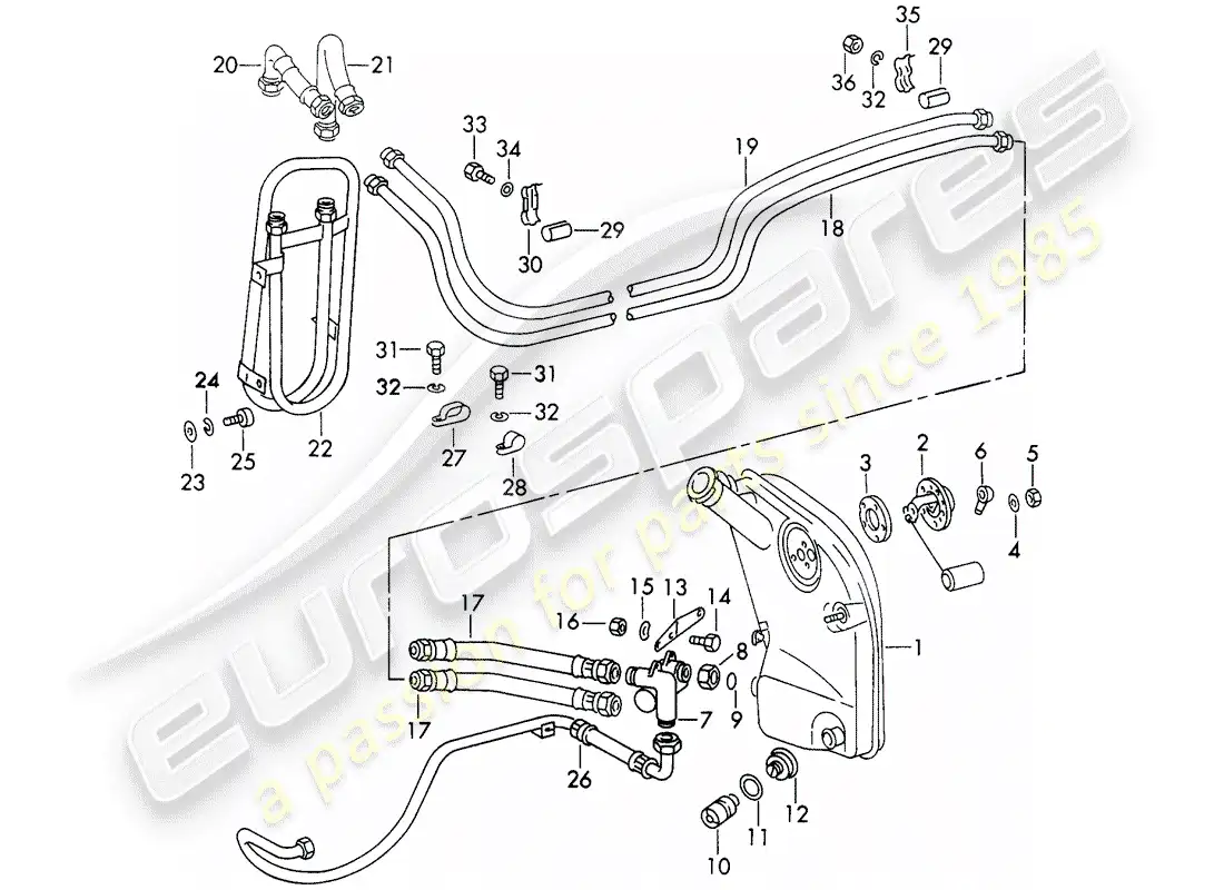 porsche 1973 (911) engine lubrication - auxiliary units - for - typ 911/53/63/83/88 - d - mj 1973>> parts diagram