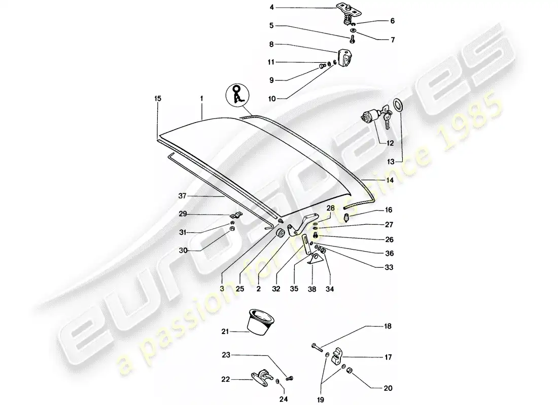 porsche 1974 (914) cover parts diagram