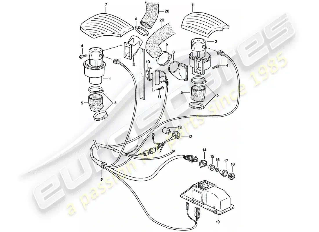 porsche 1982 (911) additional blower - d - mj 1983>> parts diagram