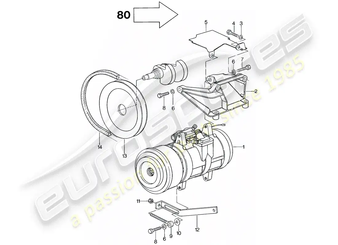 porsche 1982 (928) for - m 573 und 563 - compressor - assembly parts diagram