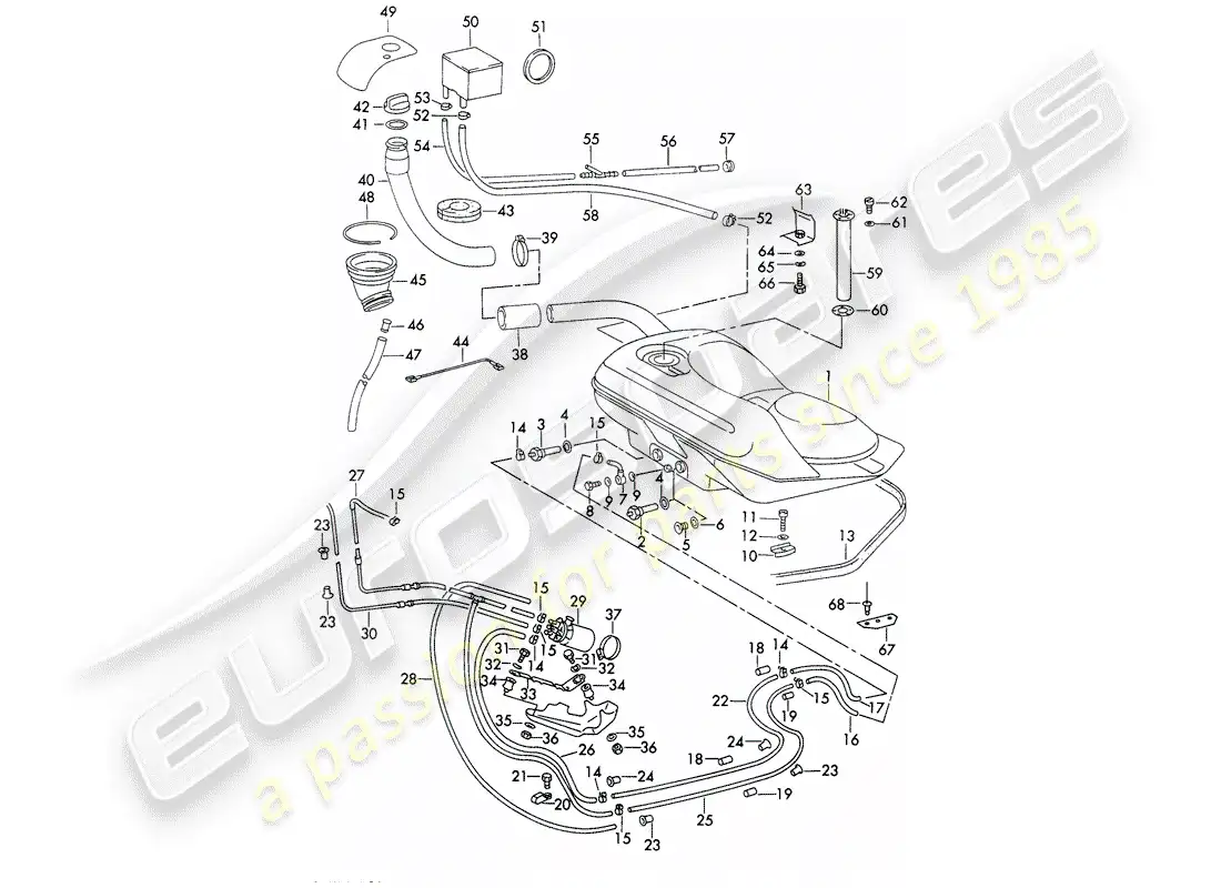porsche 1973 (911) fuel system - lines - with: - fuel pump parts diagram
