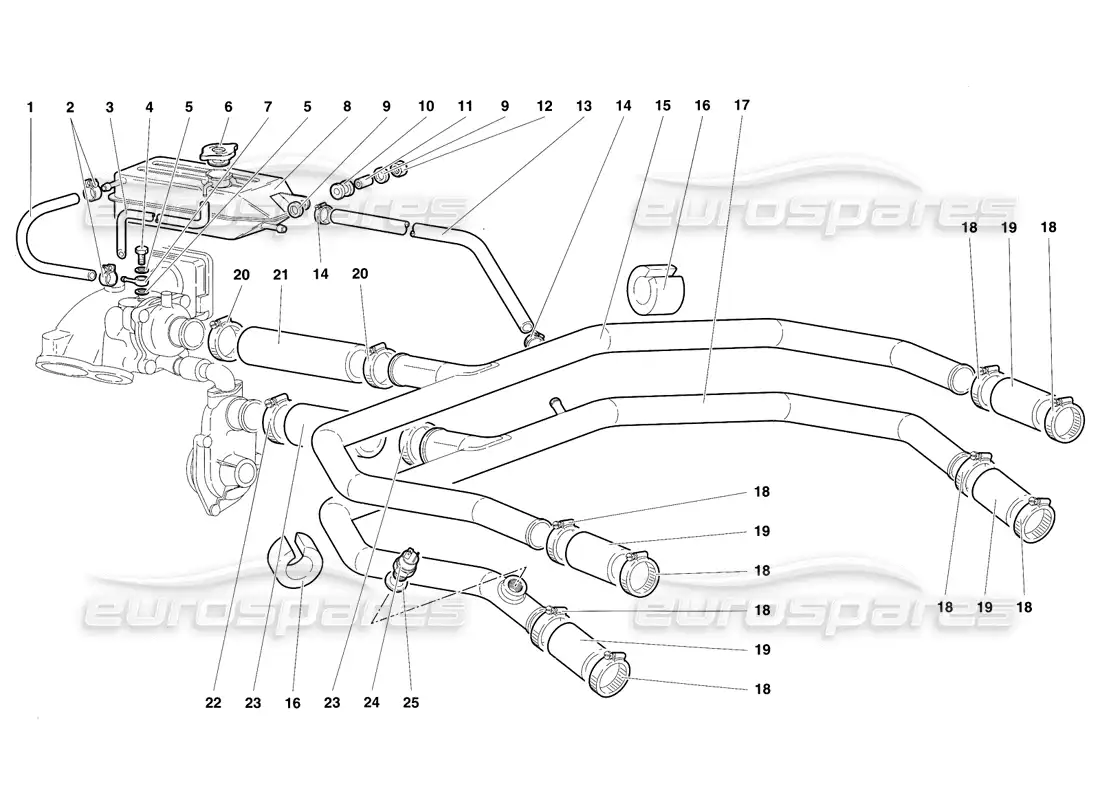 lamborghini diablo sv (1997) water cooling system parts diagram