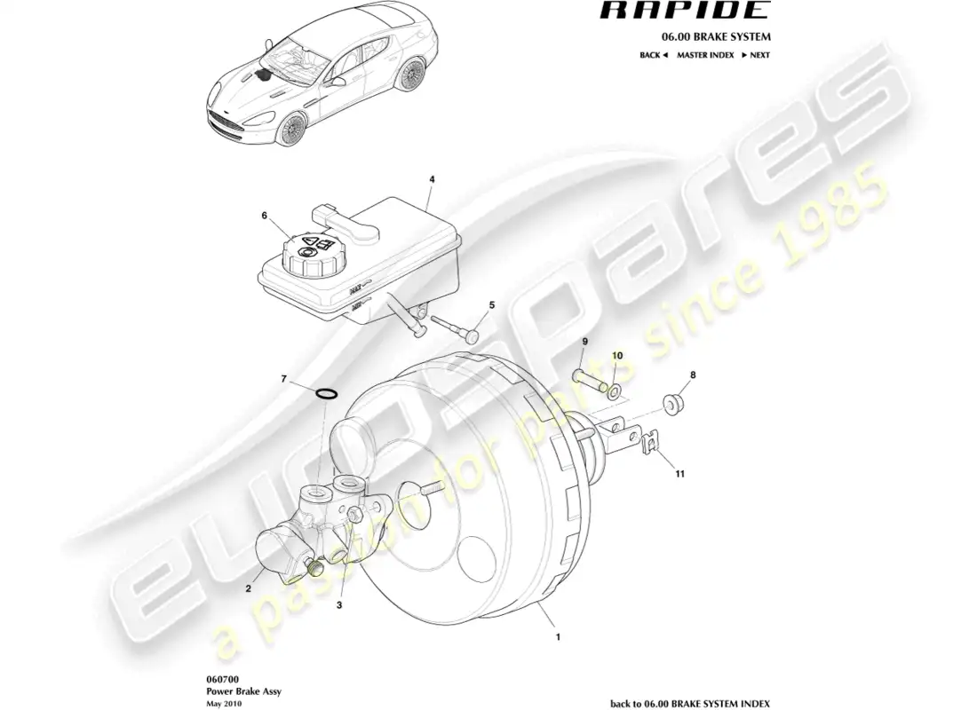 aston martin rapide (2018) power brake assembly parts diagram