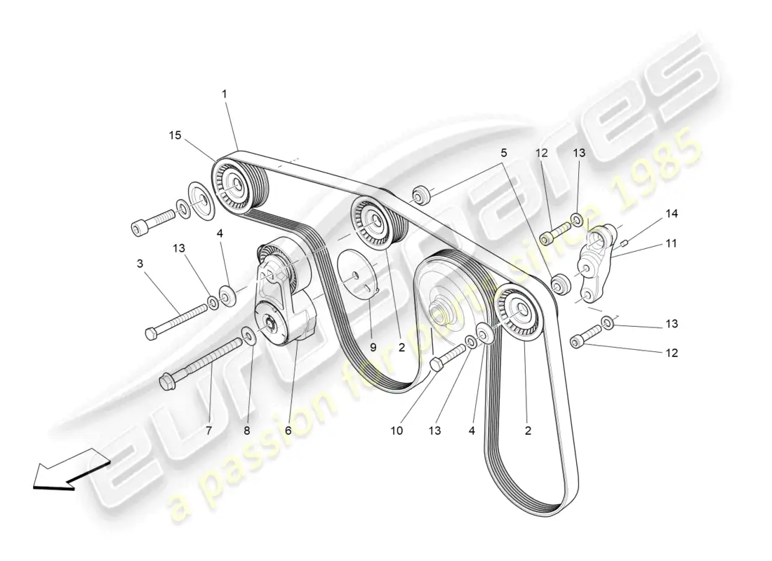 maserati ghibli fragment (2022) auxiliary device belts parts diagram