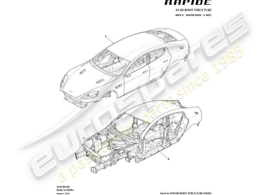 aston martin rapide (2010) body in white part diagram