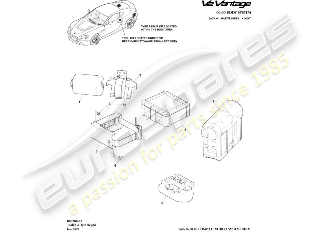 VIEW PARTS DIAGRAMS FROM THE ASTON MARTIN V12 VANTAGE PARTS CATALOGUE a part diagram from the aston martin v12 vantage parts catalogue