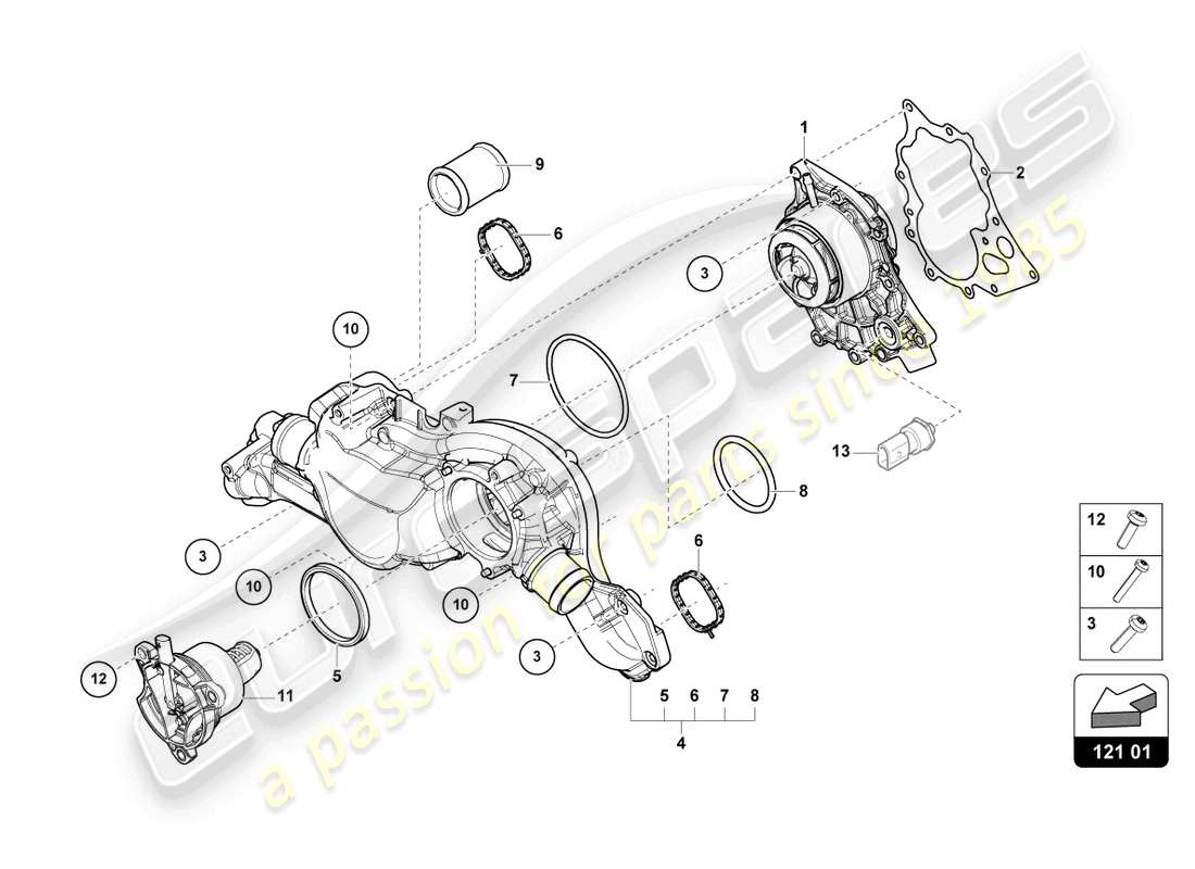 lamborghini urus performante (2023) coolant circulation pump part diagram