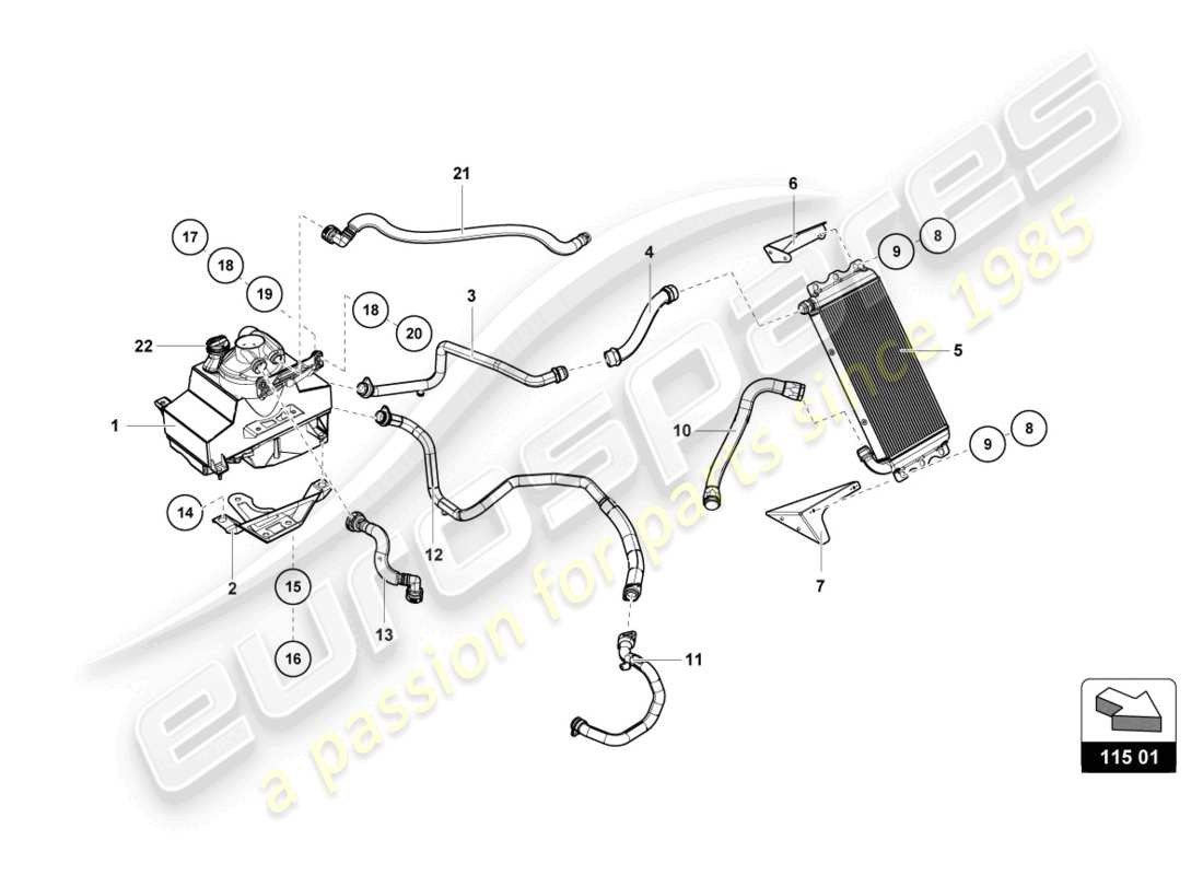 a part diagram from the lamborghini 2018 (super trofeo evo) parts catalogue