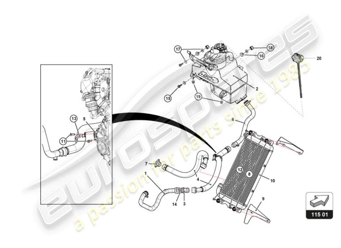 a part diagram from the lamborghini huracan squadra corse parts catalogue