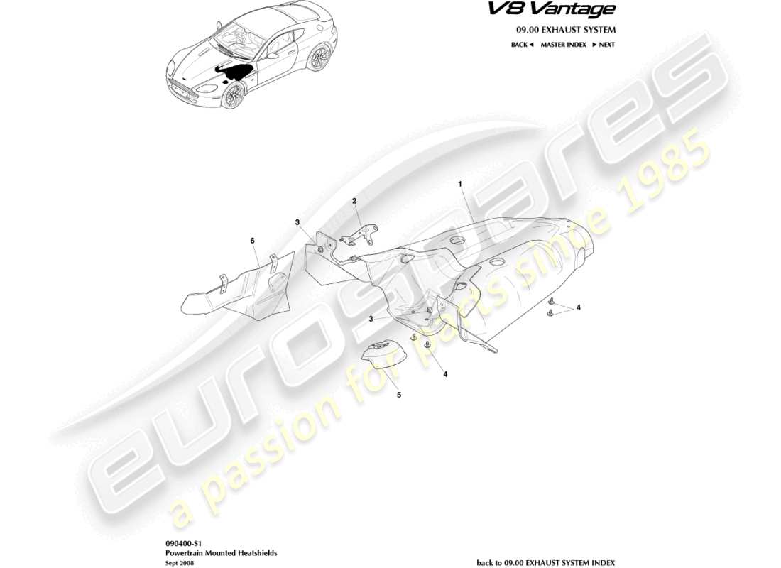 a part diagram from the aston martin v8 vantage (2010) parts catalogue