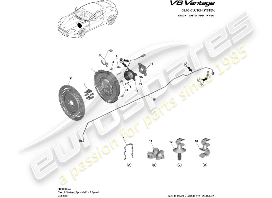 a part diagram from the aston martin v8 vantage (2008) parts catalogue