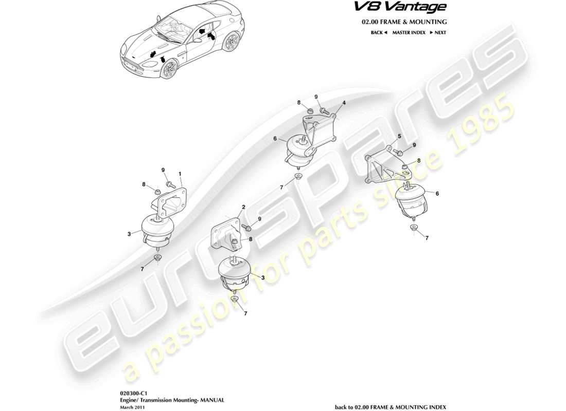 a part diagram from the Aston Martin V8 Vantage (2010) parts catalogue