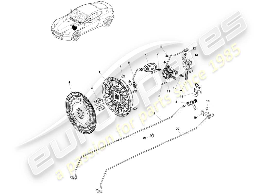 a part diagram from the aston martin v8 vantage parts catalogue