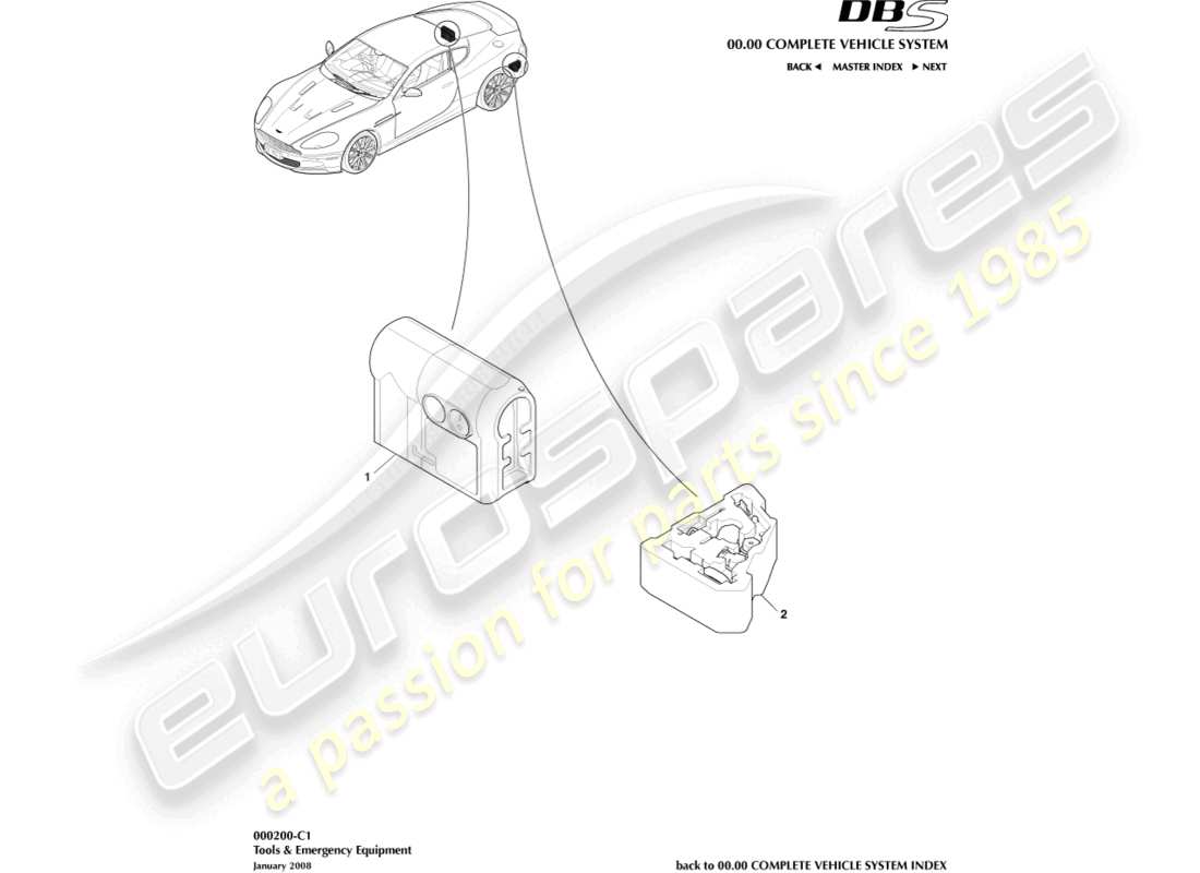 aston martin dbs (2011) emergency equipment part diagram