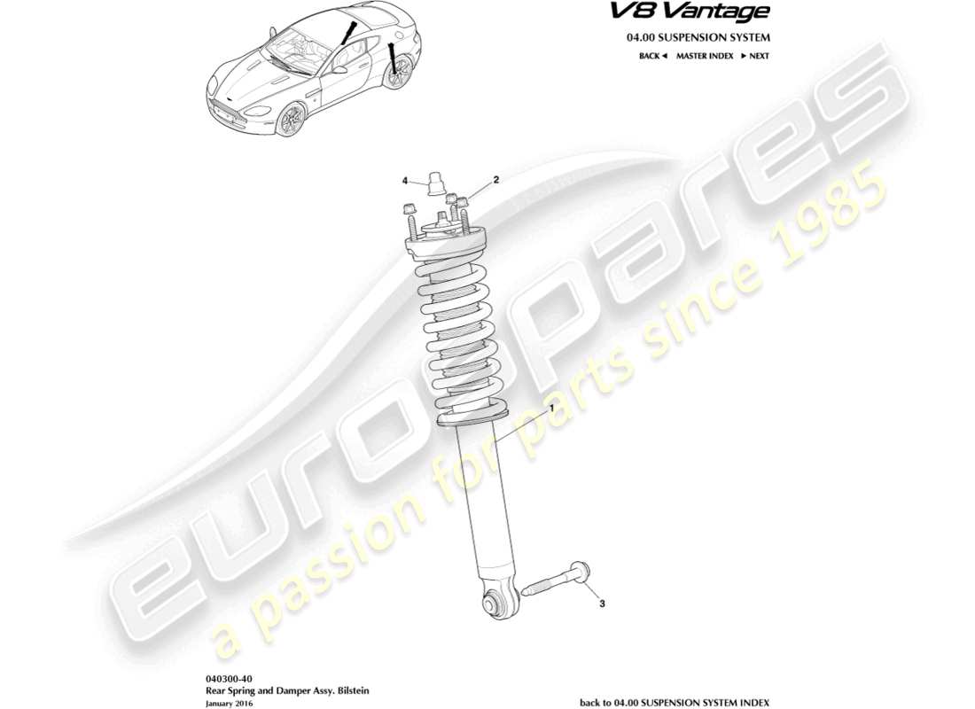 a part diagram from the Aston Martin V8 Vantage (2014) parts catalogue