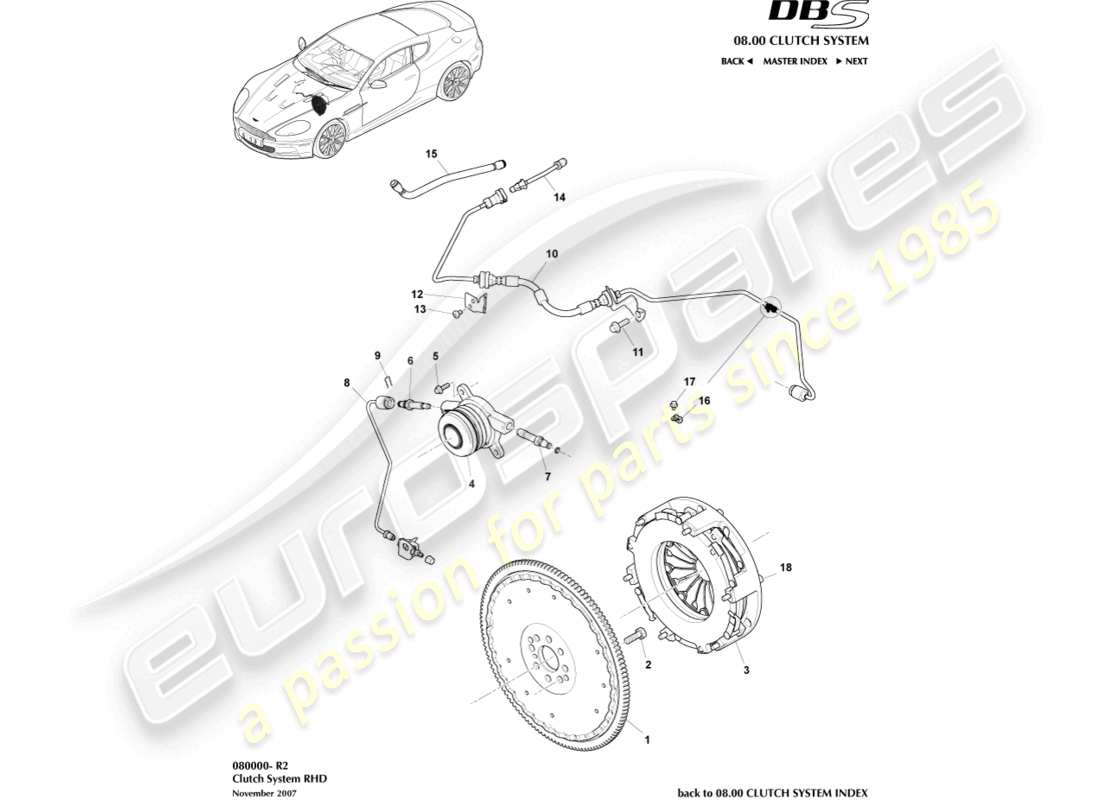 a part diagram from the aston martin dbs (2011) parts catalogue