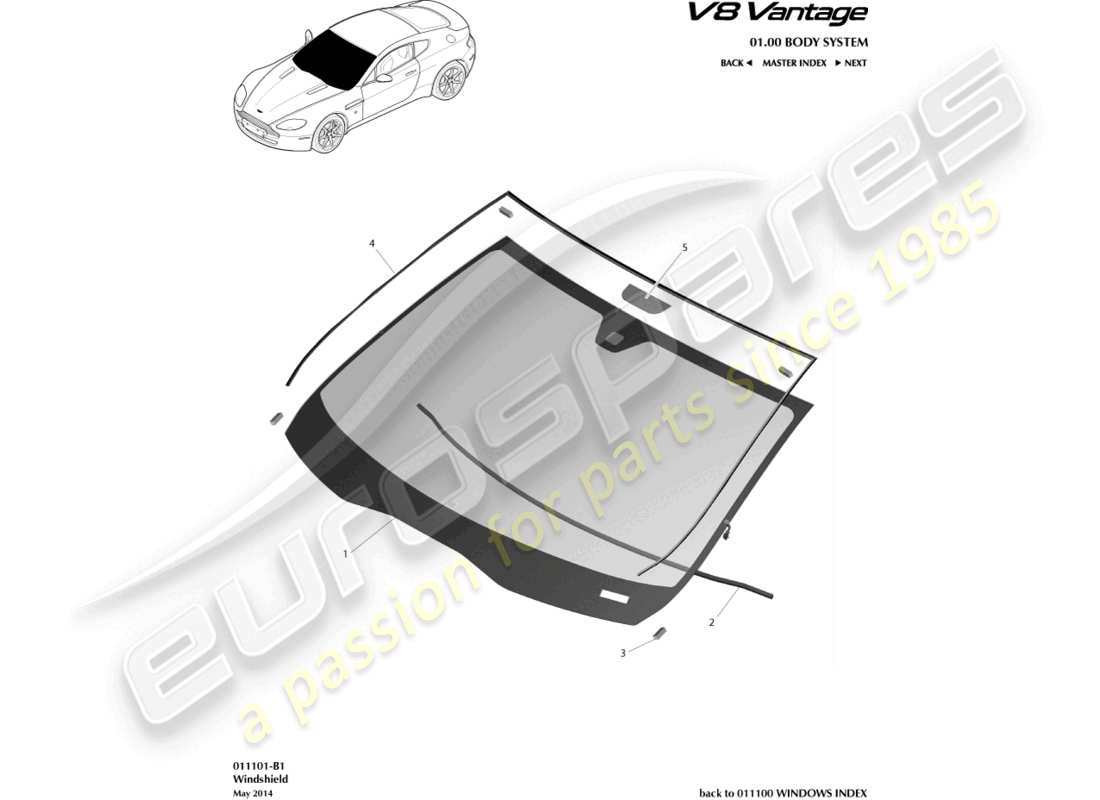 a part diagram from the aston martin v8 vantage (2013) parts catalogue
