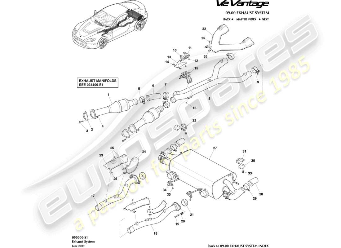 a part diagram from the aston martin v12 vantage (2012) parts catalogue