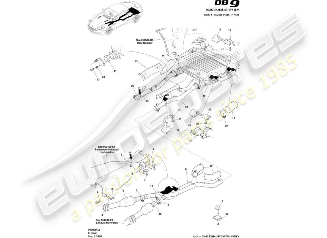 a part diagram from the aston martin db9 (2004) parts catalogue