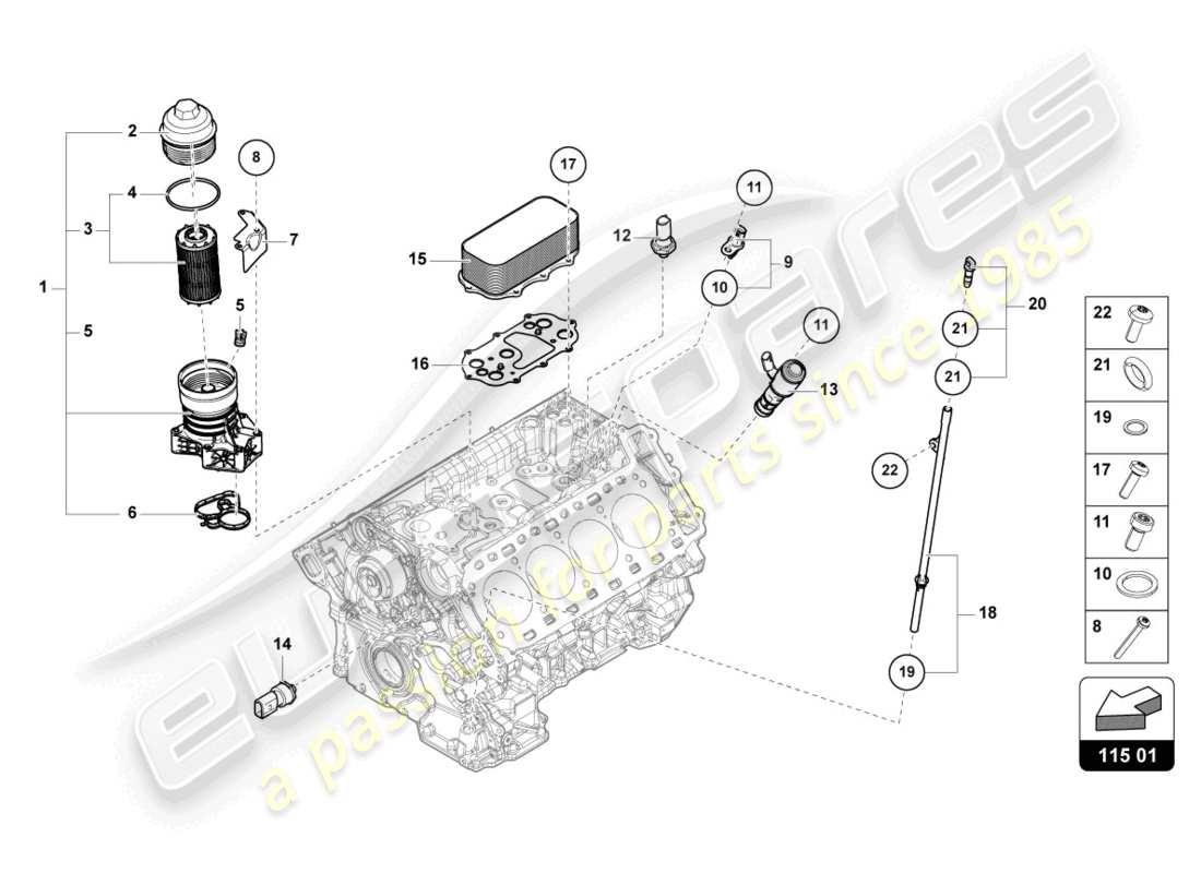 lamborghini urus performante (2023) oil filter element part diagram