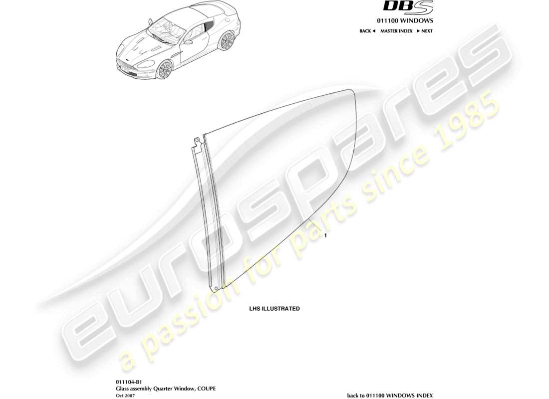 a part diagram from the aston martin dbs (2012) parts catalogue