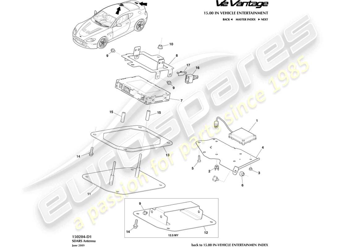 aston martin v12 vantage (2011) sdars antenna part diagram