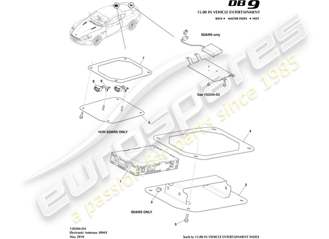 aston martin db9 (2006) electronic antenna, 09my part diagram
