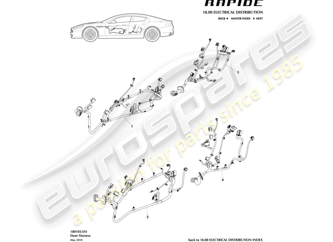 aston martin rapide (2014) door harness part diagram