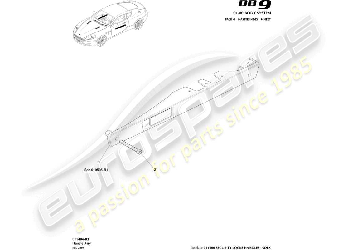 aston martin db9 (2004) handle assembly parts diagram
