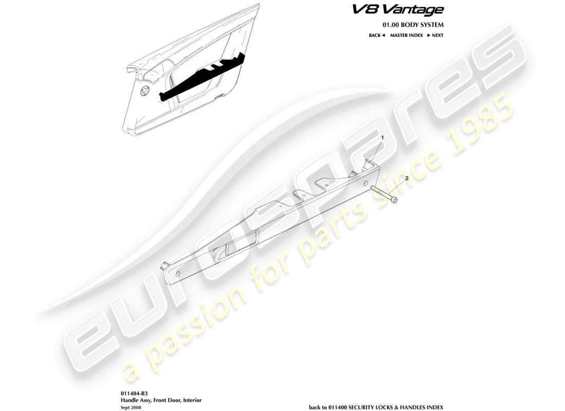 aston martin vantage gt8 (2017) handle assembly parts diagram