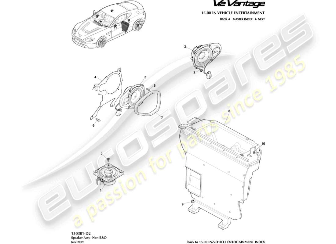 aston martin v12 vantage (2010) speaker, base part diagram