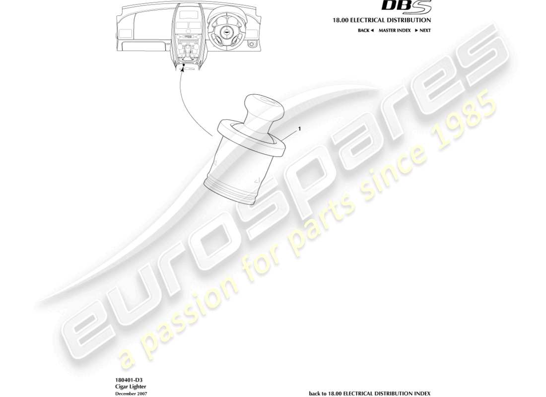 aston martin dbs (2009) cigar lighter part diagram