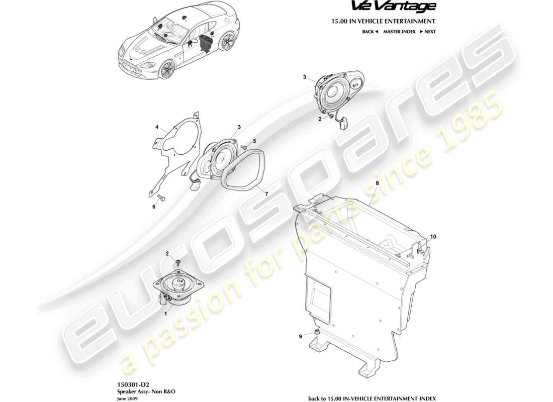 aston martin v12 vantage (2012) speaker, base part diagram