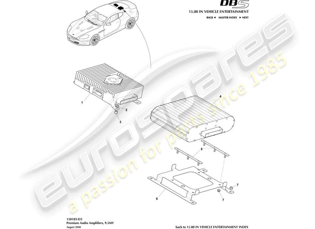 aston martin dbs (2010) premium amplifiers, coupe part diagram