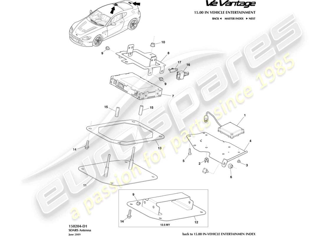 aston martin v12 vantage (2012) sdars antenna part diagram