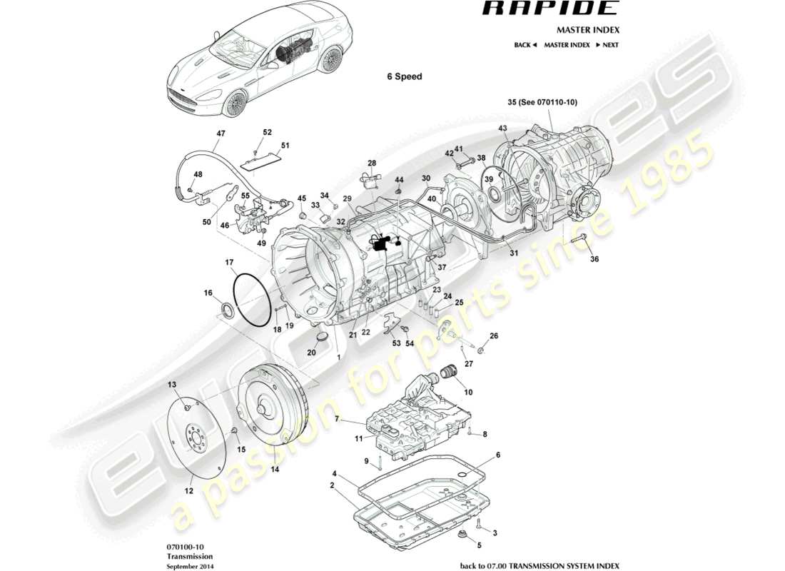 aston martin rapide (2010) transaxle part diagram